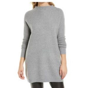 Nordstrom cashmere funnel neck tunic sweater small grey heather